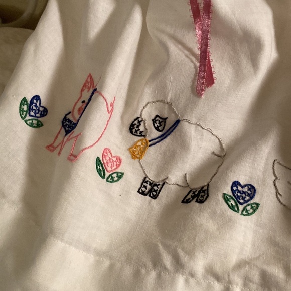 Handmade simple rabbit doll with pretty hand embroidered dress cow pig chicken - Picture 14 of 14